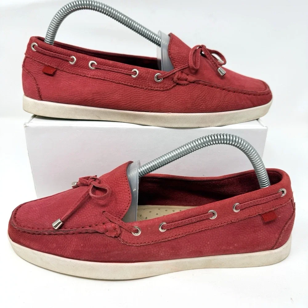 Marc Joseph NY Boat Shoes Sneakers Womens 9.5 Moccasin Red Nubuck Leather‎ 3458